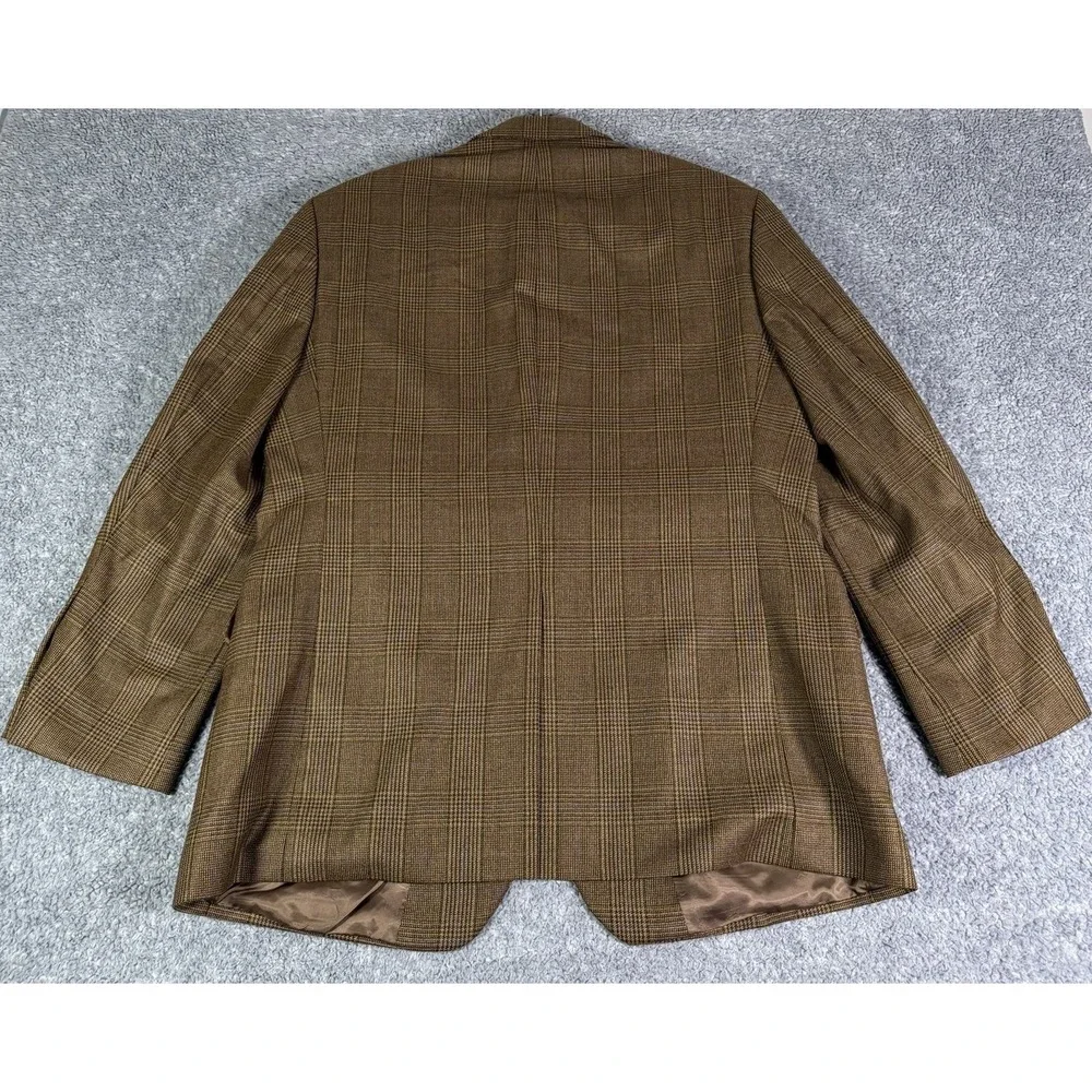 Brooks Brothers 346 Blazer Mens 42S Brown Glen Plaid 100% Wool Two Button Jacket